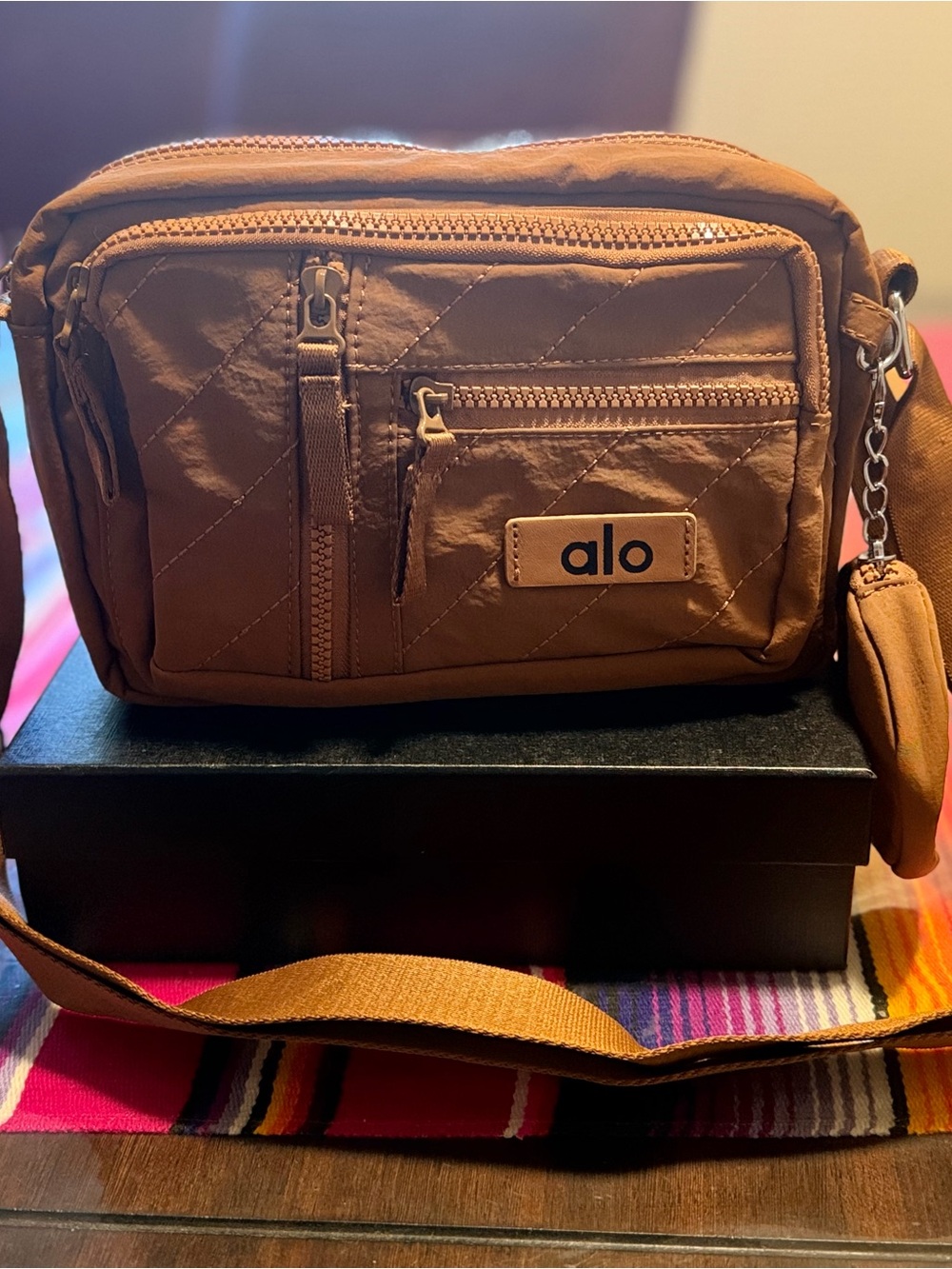 ALO Yoga Quilted Tan Crossbody Bag